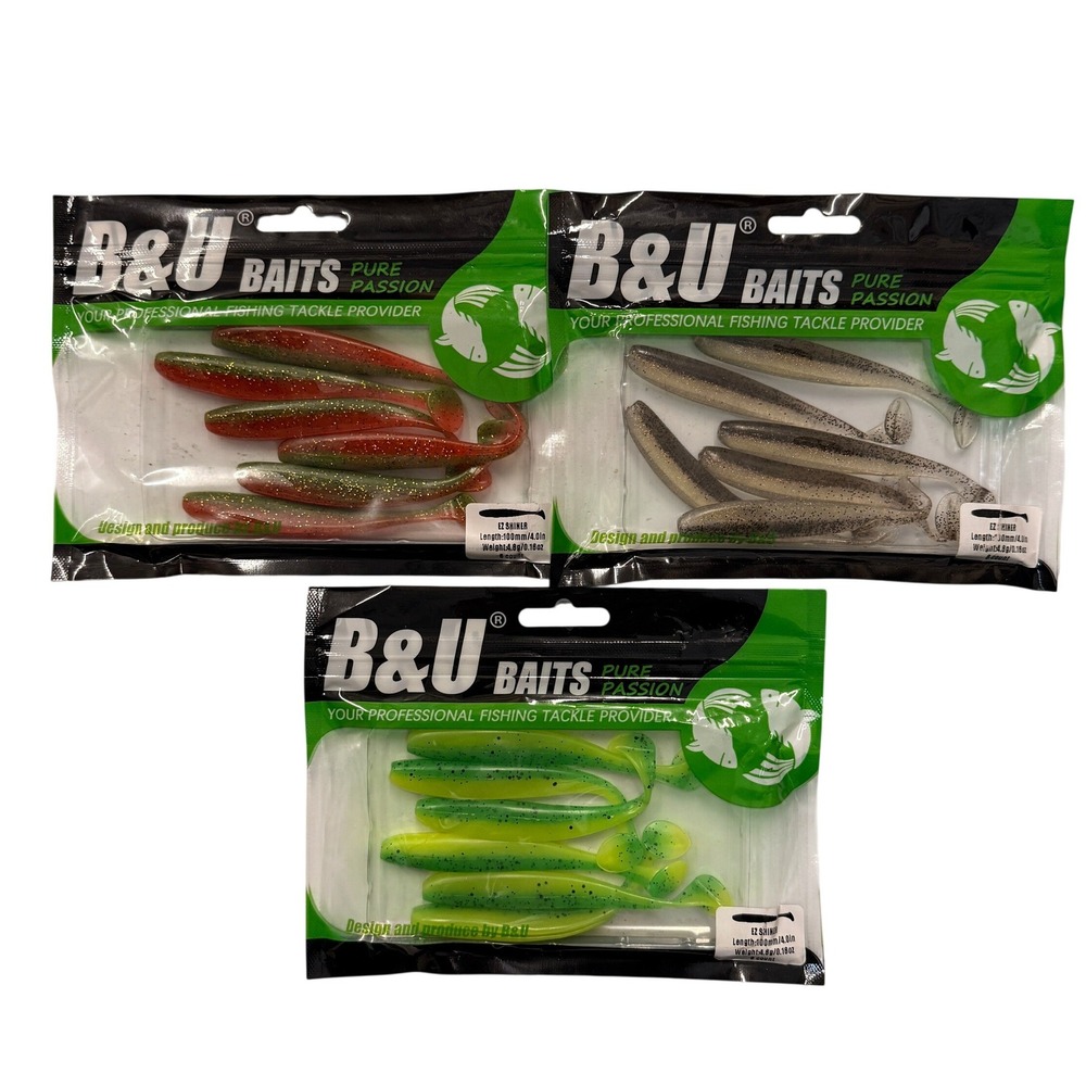 Set of 3 (6 pcs Each)‎ B&U Baits Easy Shiner 4" Fishing Soft Lures